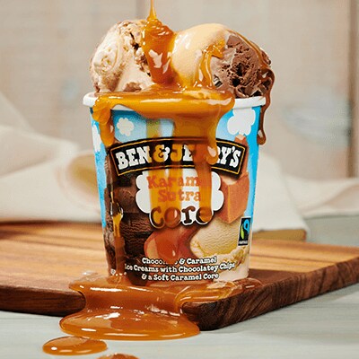 Pint of Karamel Sutra with it melting over the sides of container