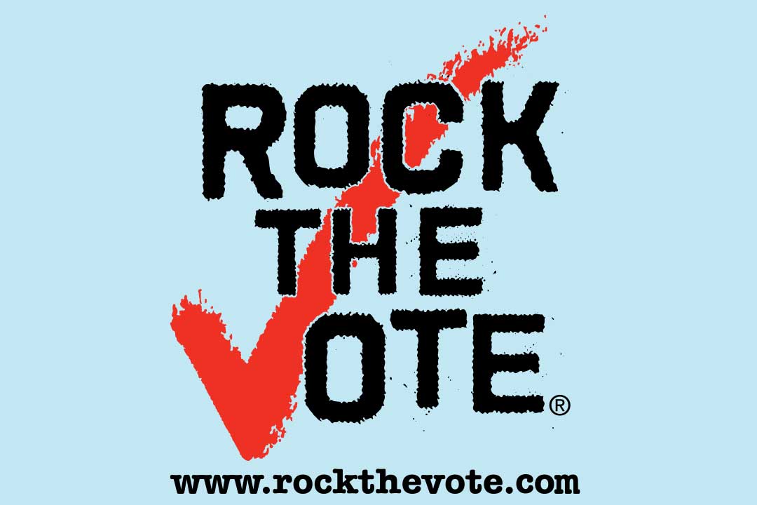 Skylt med Rock the Vote och en röd bock