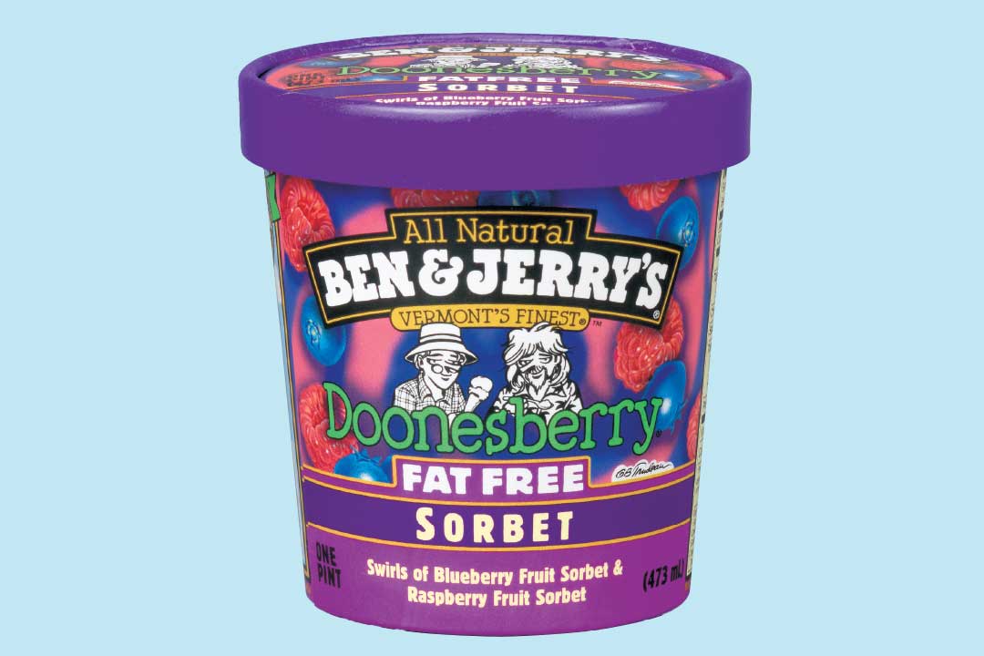En pint med fettfri Doonesberry-sorbet